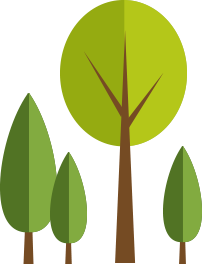 An illustration of 1 big tree with 3 smaller trees around it