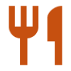 An orange fork and knife icon